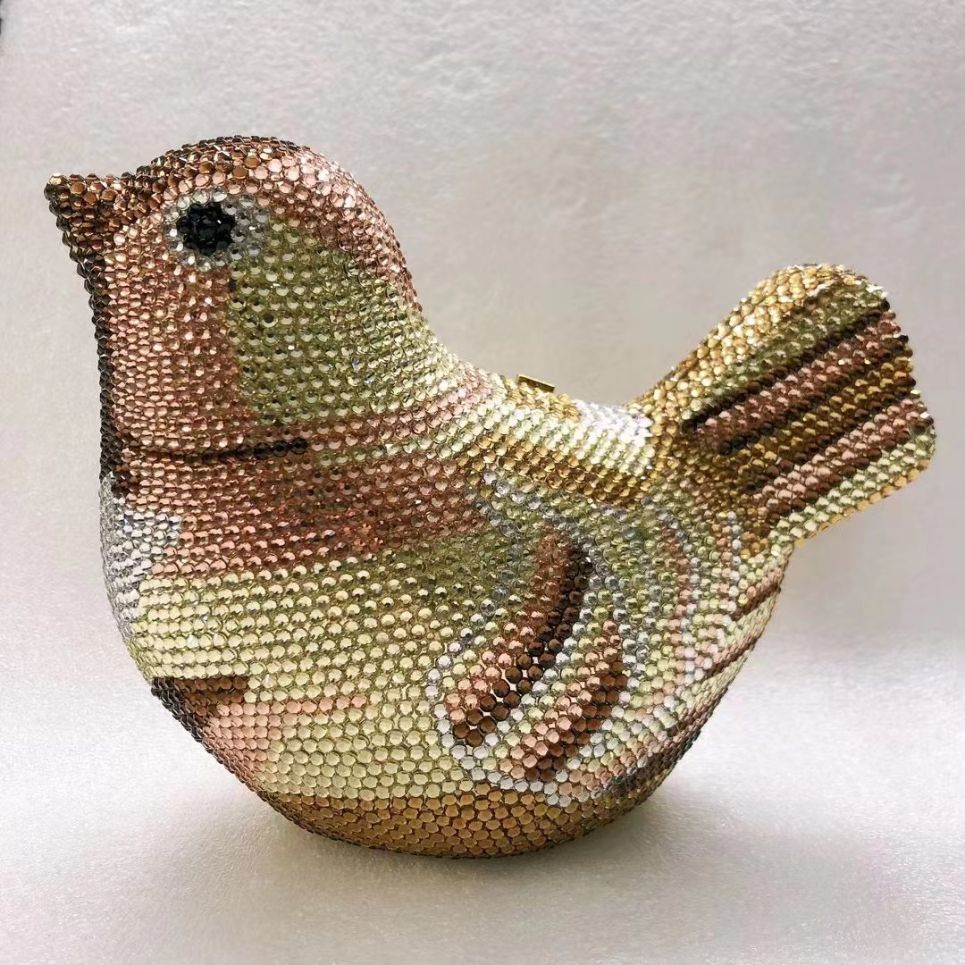 Luxury Bags Yellow - Bird Diamond Evening Bag Clutches Champagne/White/Yellow