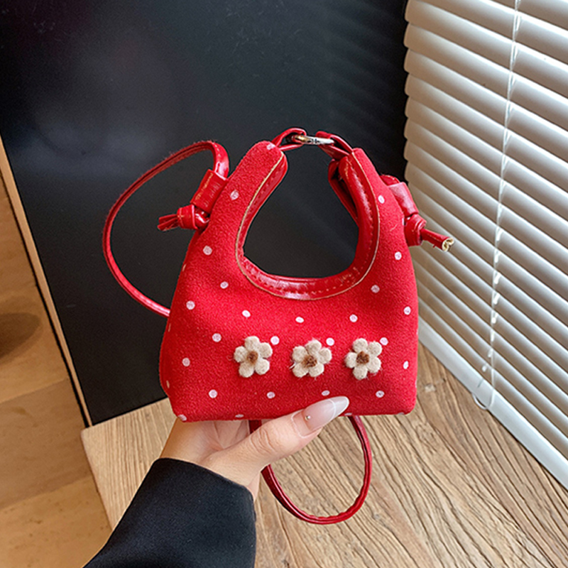 Half Moon Bag Suede - Autumn Winter Sweet Flower Mini Crossbody