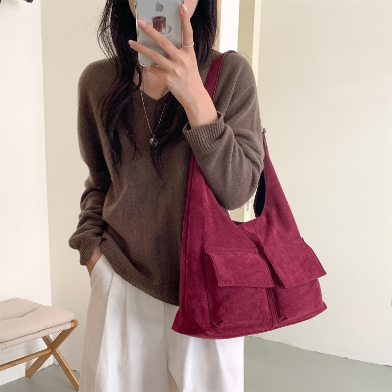 Bucket Bag Suede - New Frosted Faux Suede Tote Bag