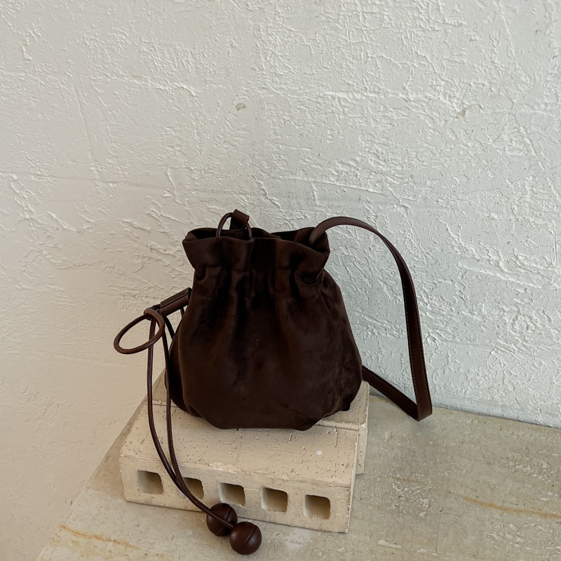 Bucket Bag Suede - Y2K Retro Mini Drawstring Bucket Bag