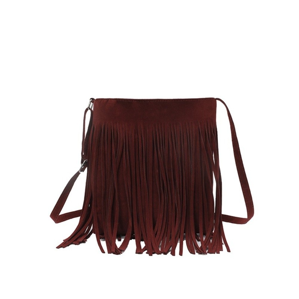 Fashion Suede Fringe Crossbody - Bucket Bag Suede 评论和价格