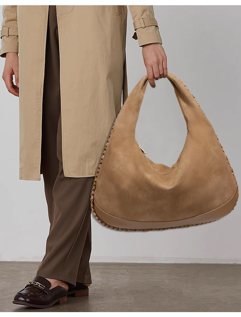 Fashion Large Capacity Shoulde - Half Moon Bag Suede 评论和价格