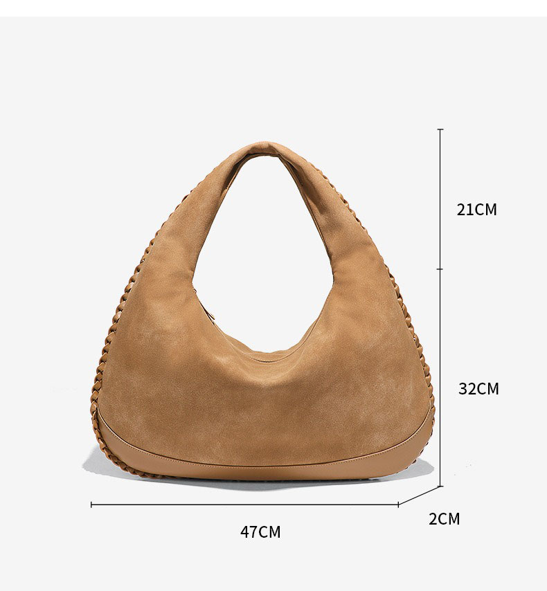 Fashion Large Capacity Shoulde - Half Moon Bag Suede 评论和价格