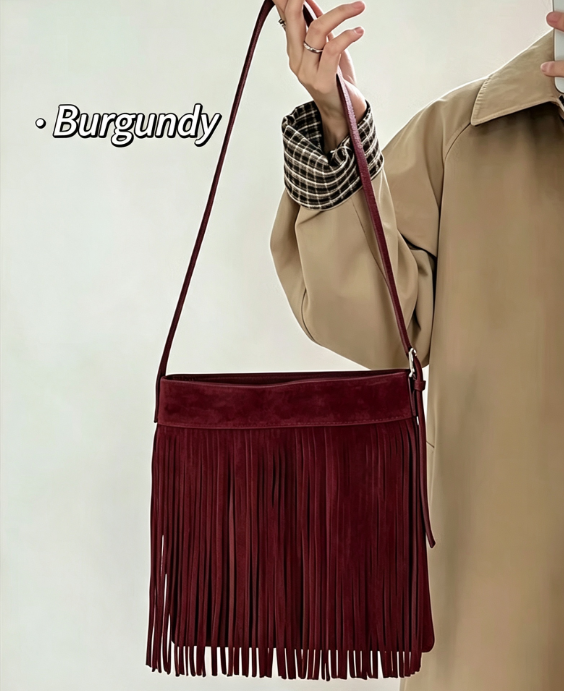 Vintage Bohemian Fringe Tassel - Bucket Bag Suede 评论和价格