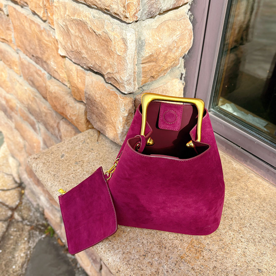 Genuine Suede Leather Women Sh - Bucket Bag Suede 评论和价格