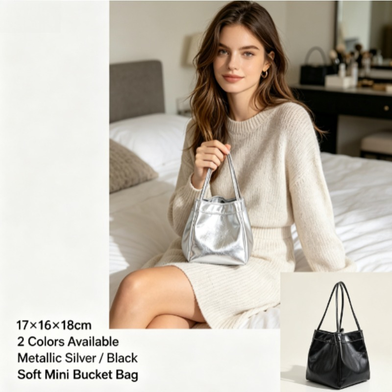 New Mirror‑Finish Bucket Bag,  - Bucket Bag Suede 评论和价格