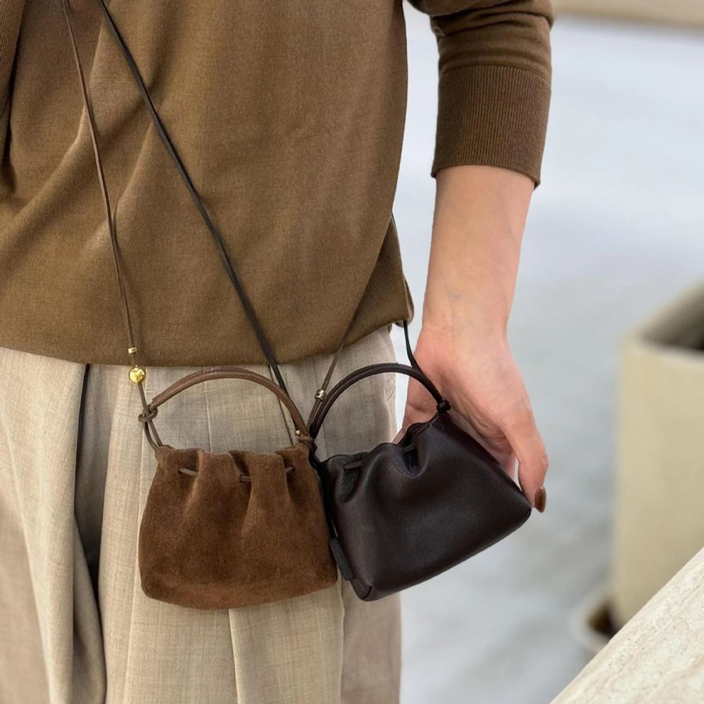 Chinese Retro Mini Crossbody B - Bucket Bag Suede 评论和价格