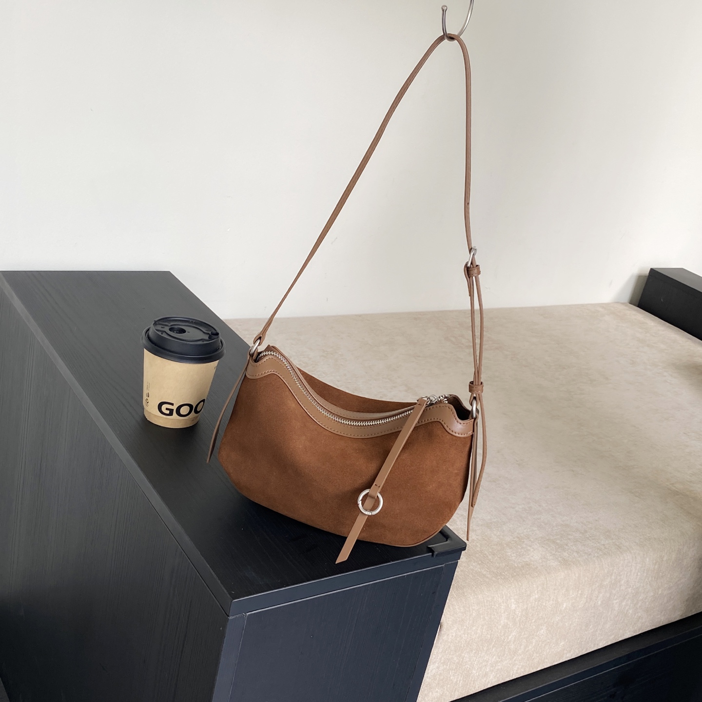 Matte Suede Genuine Leather Ho - Half Moon Bag Suede 评论和价格