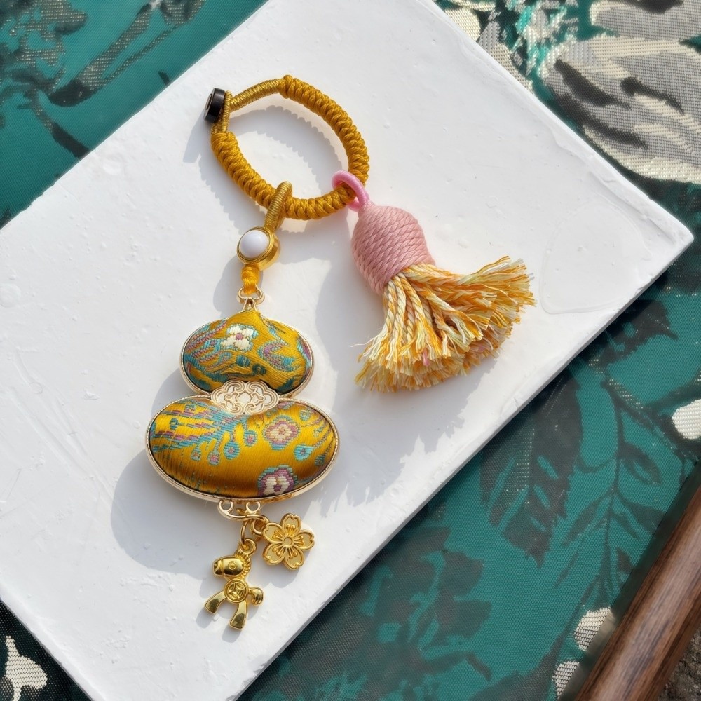 Luxury Brocade Gourd Pendant B - Luxury Bags Yellow 评论和价格