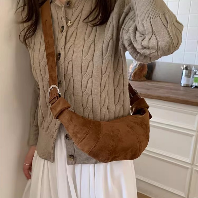 JIAERDI Retro Solid Color Sued - Half Moon Bag Suede 评论和价格