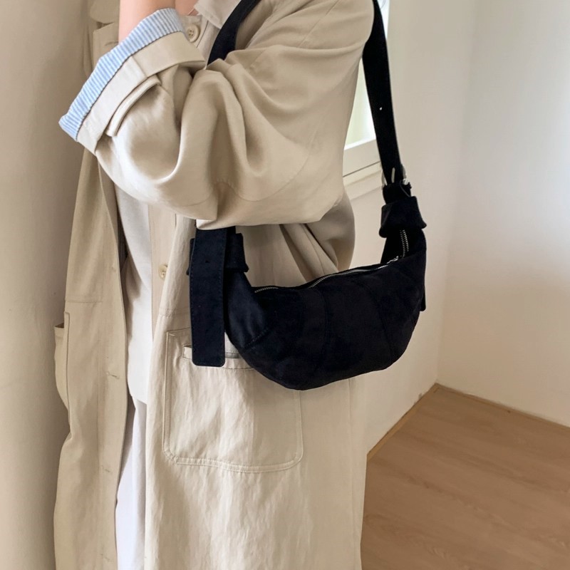 JIAERDI Retro Solid Color Sued - Half Moon Bag Suede 评论和价格