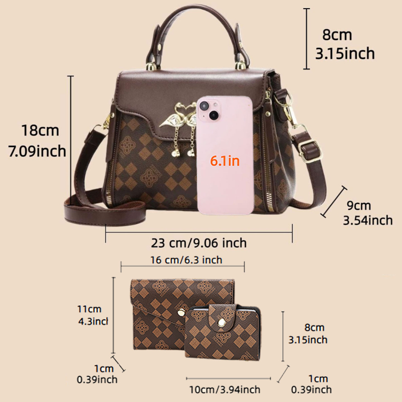 3-piece women's bag set, light - Luxury Bags For You 评论和价格