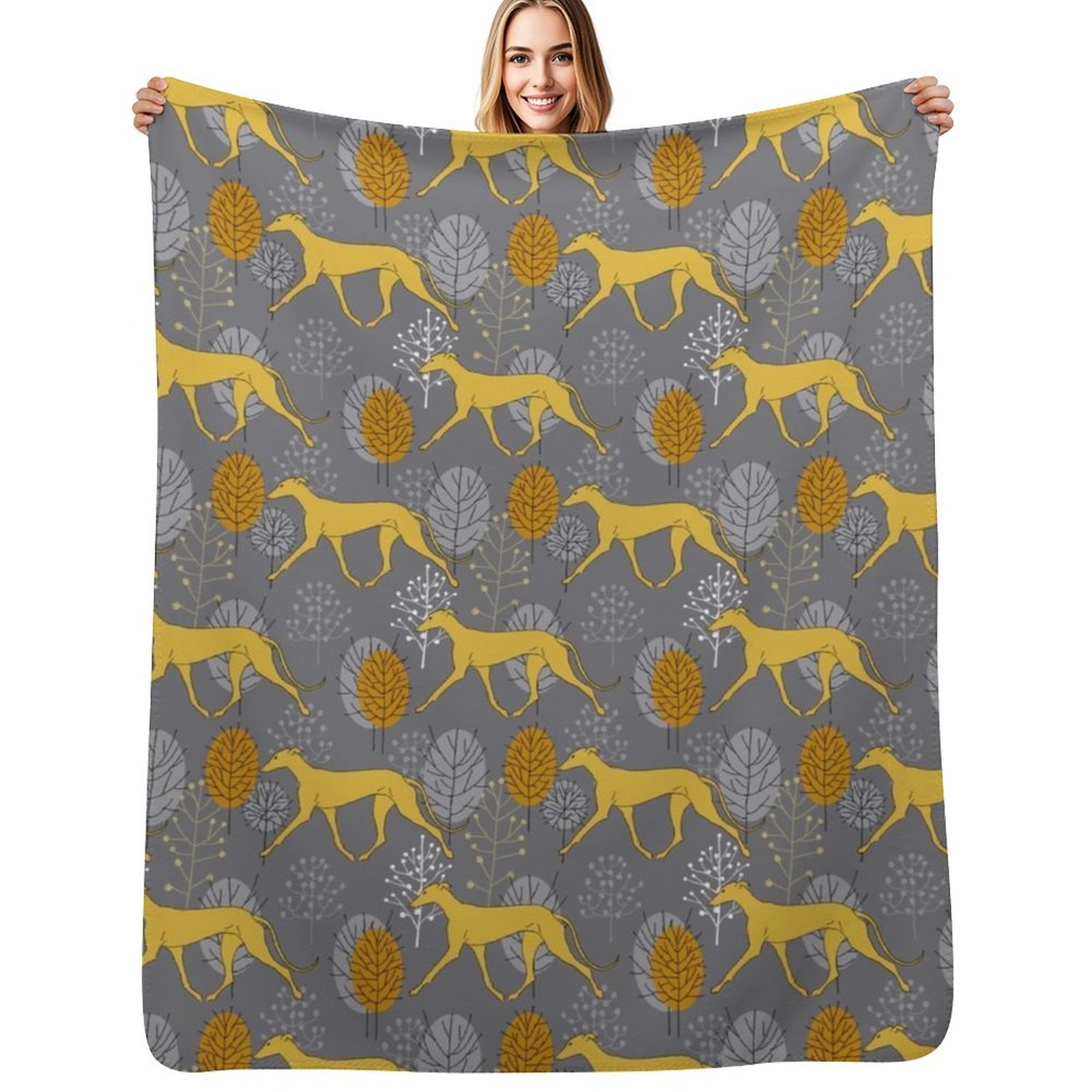 Trotting yellow galgos Throw B - Luxury Bags Yellow 评论和价格