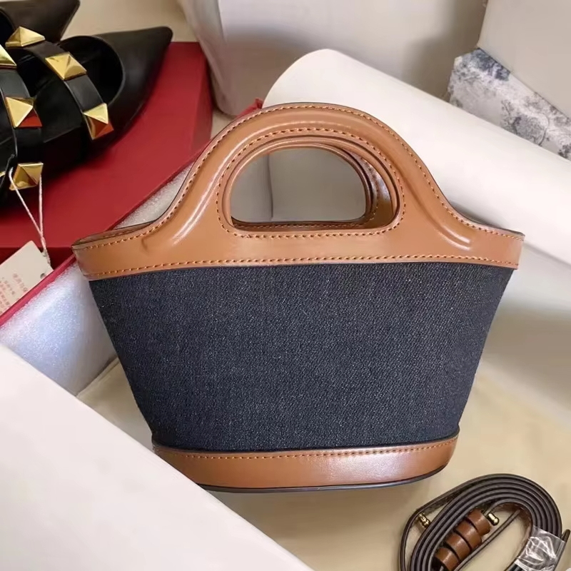 Woven Straw Mini Tote Bag for  - Bucket Bag Suede 评论和价格
