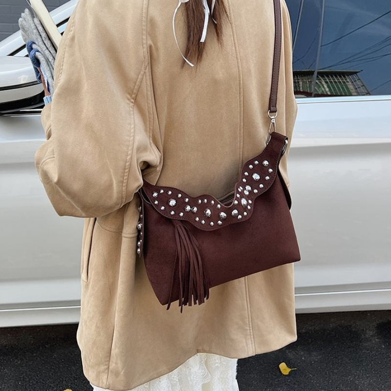New Fashion Retro Shoulder Bag - Half Moon Bag Suede 评论和价格
